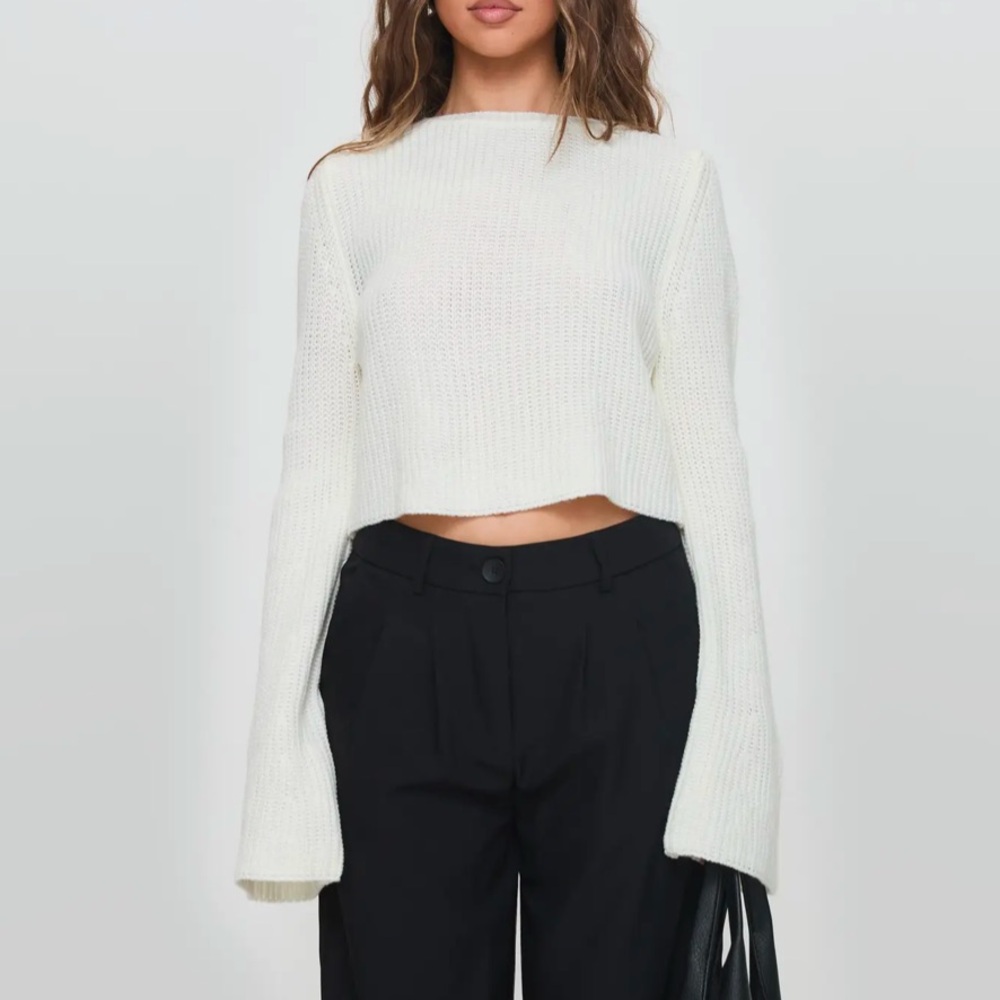 Princess Polly | Coastline Bell Sleeve White Sweater